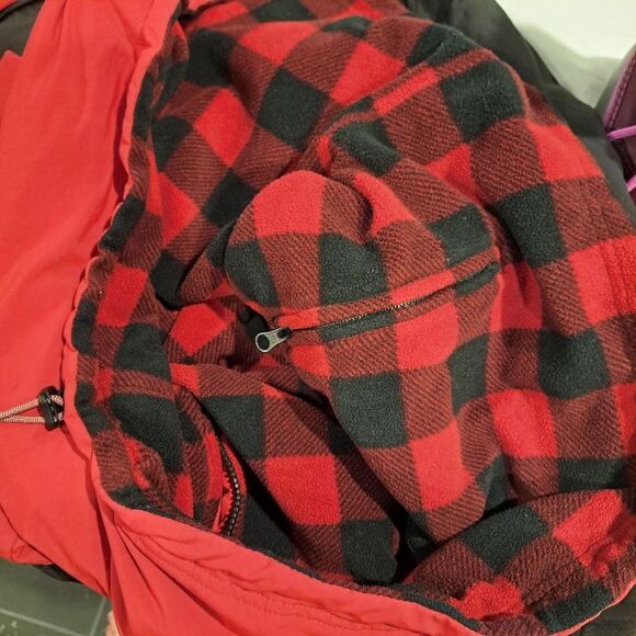 Chubbies Fleece Lined Jacket Nylon Red Black Buffalo Check Large Pockets XXL - Picture 7 of 12